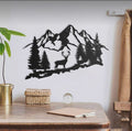 Luxury Black Metal Wall Art – Mountain & Deer